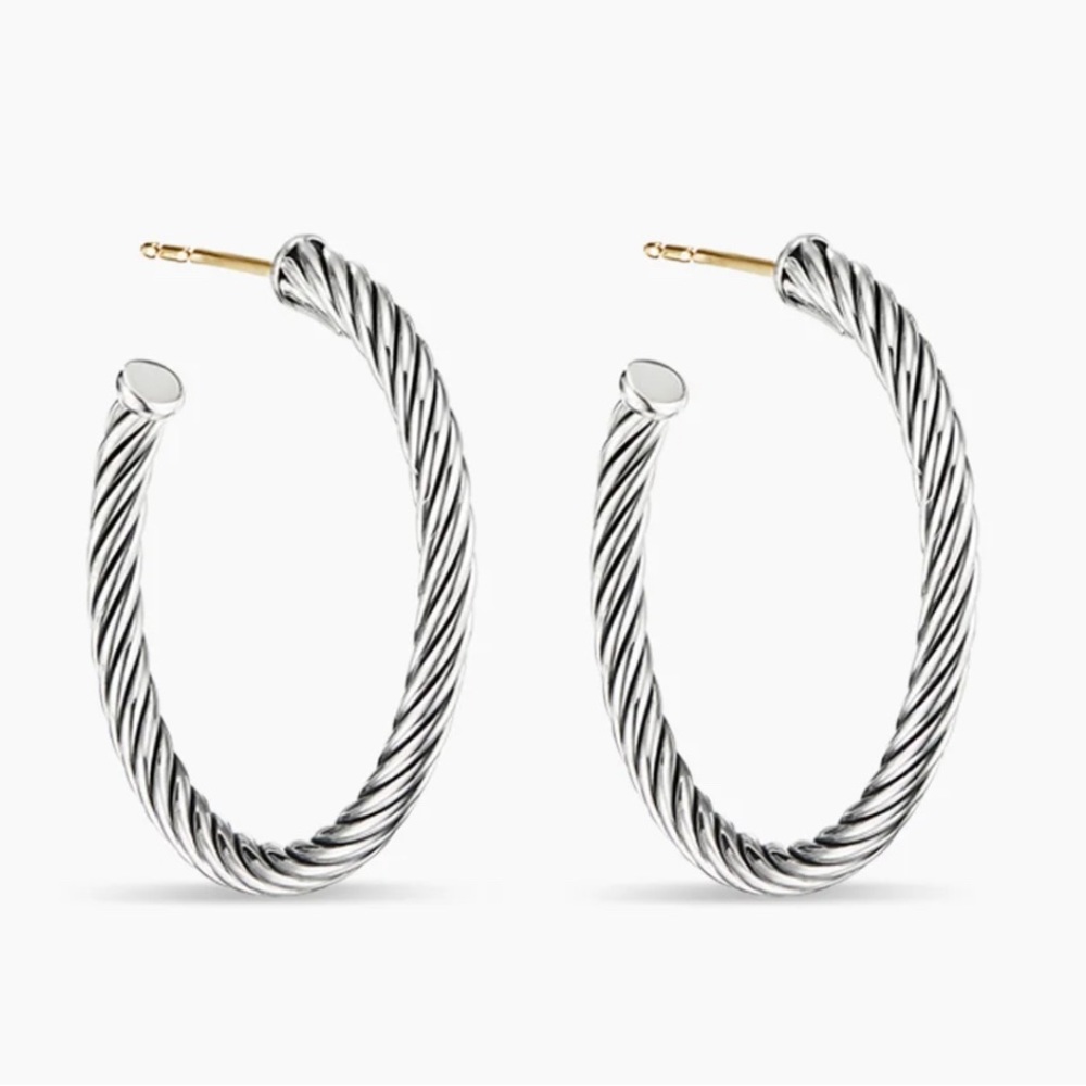 Brand New David Yurman 1 inch Cable Hoop Earrings